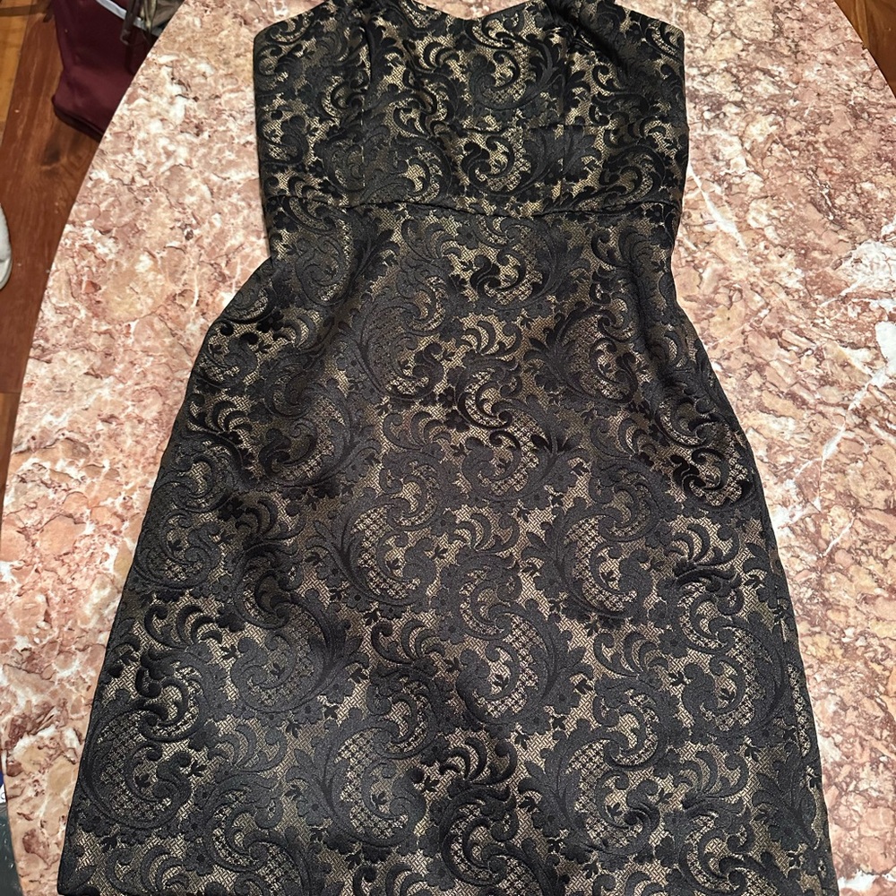 LOFT Strapless Black and Gold Dress